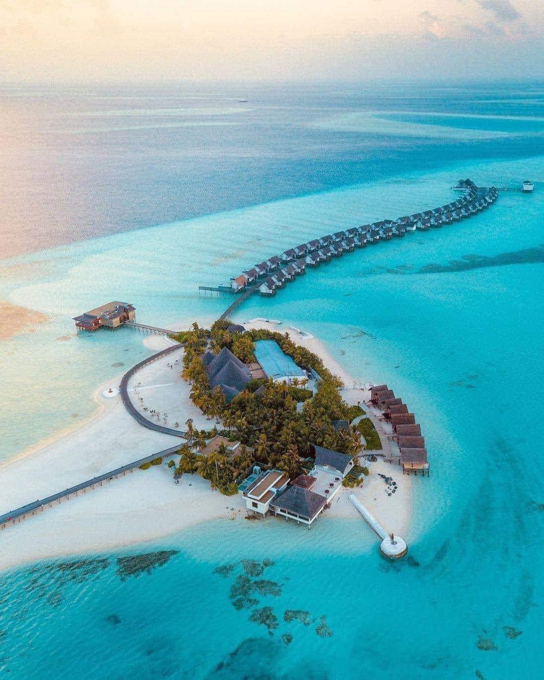 Aerial view of Maadhoo island in the Maldives